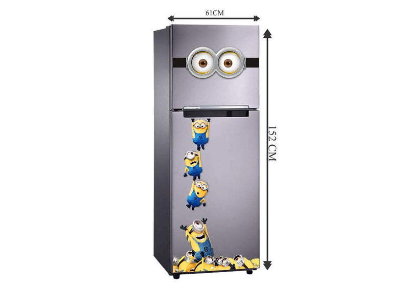 DivineDesigns™ Vinyl Minions Climbing Fridge Wall Sticker for Living Room/Bedroom/Office Decorative (Multicolour), Anime, Pack of 1