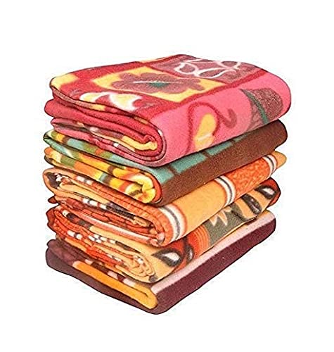 SF SHAKUMBHARI FAB Printed Light Weight Fleece Blanket Single Bed, Multi Color (Pack of 5)