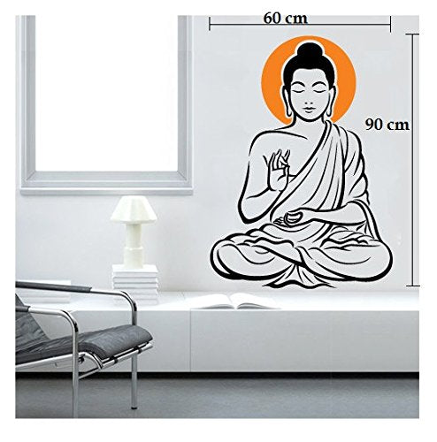 Asmi Collections PVC Wall Stickers Meditating God Buddha