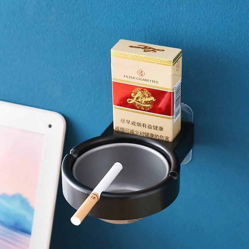 HEBEZON Wall Mounted Ashtray | Ashtrays for Cigarettes | Portable Ashtray Cigarette/Lighter Storage Rack with hook Cigarette Holder | Ashtray with Suction Cupfor Home, Office, Toilet, Bathroom (1 Pcs)