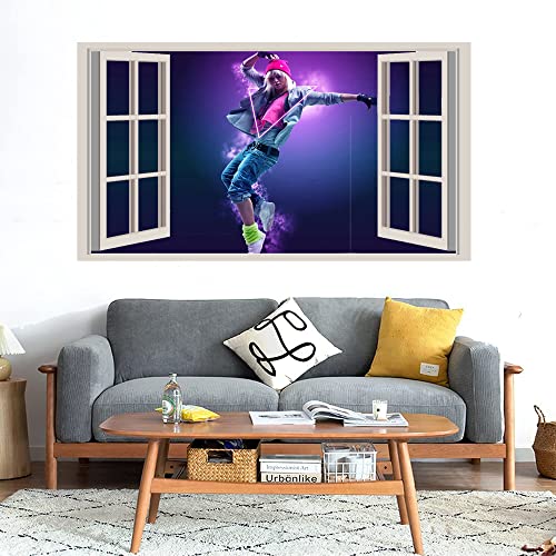 GADGETS WRAP Printed Wall Decal Sticker Fake Window Style Decal (90cm x 50cm) - Colorful Dance