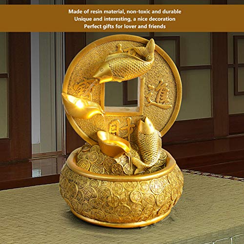 Ubersweet® Desktop Fountain, Fish Money Water Fountain Desktop Resin Fountain Gold Home Ornament Resin Fountain Table Decoration Fountain for Living Room'||