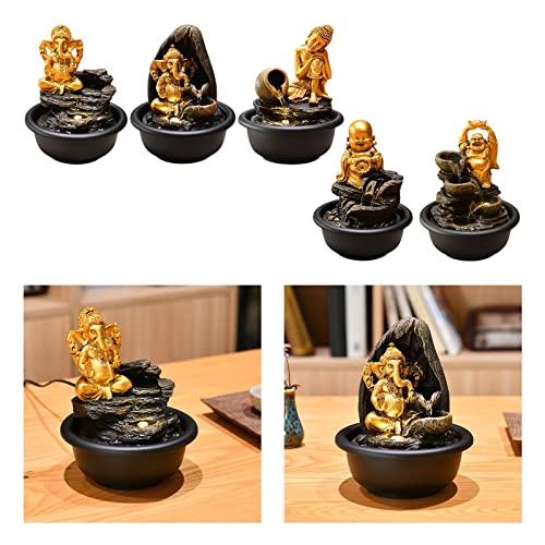 CALANDIS® Tabletop Water Fountain Buddha Statue for Office Farmhouse Birthday Gifts Hindu Ganesha'