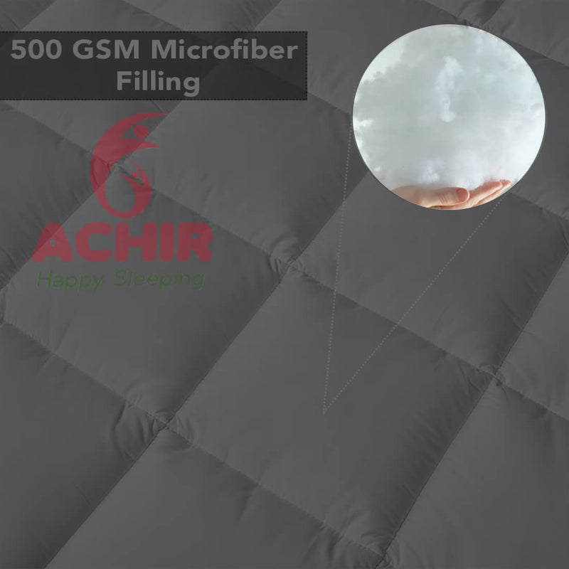 ACHIR 500 GSM Super Soft Microfiber Mattress Topper/Padding for Soft and Comfortable Sleep - Grey, (King Size, 72"x78"inch, 6ft x 6.5ft)