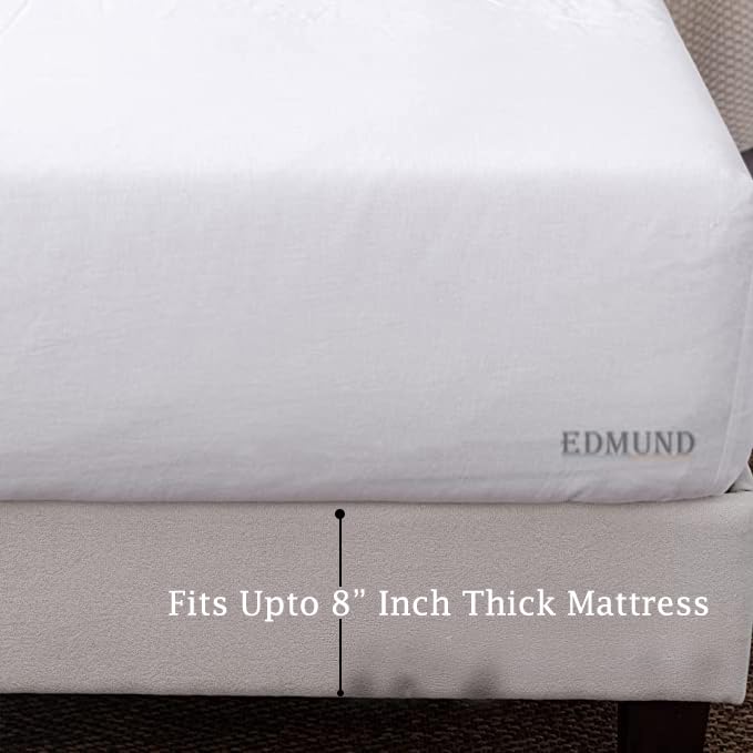 EDMUND - Super Soft Elastic Fitted Bedsheet with Pillow Covers Single Bed (36" X 78"+ 8") Fitted Bedsheet Machine Washable Cotton Finished Elastic Bedsheet Single Bed | Ivory