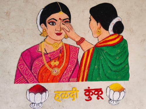 Ready to use Rangoli Ladies with Laldi kumkum and Karanda