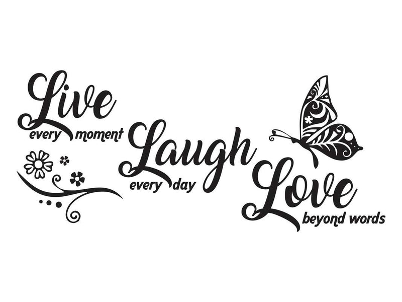 Divine Designs™ PVC Vinyl Self-Adhesive 'Live Laugh Love' Wall Sticker for Living Room, Bedroom, Office Wall Decoration (30 X 13 INCH) Pack 1