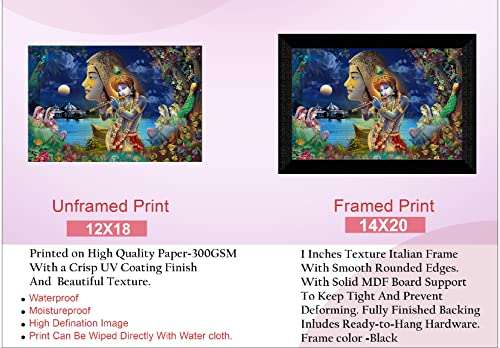 SAF Pack of 1 Radha krishna religious modern art wall painting with framed for living room 11 inch x 14 inch CANFM31423