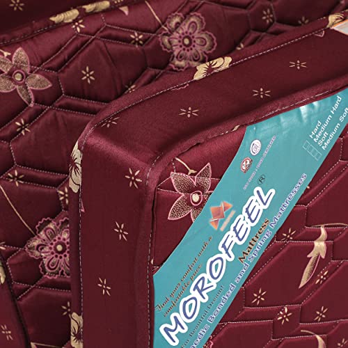 MOROFEEL Three Fold 4 inch High Density Soft Bounce PU Foam Mattress Maroon (Single 72x35x4 inch)