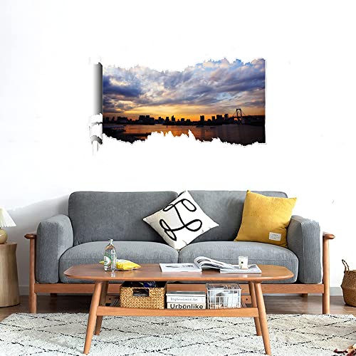 GADGETS WRAP Printed Wall Decal Sticker Scratched Paper Style Wall Decal (90cm x 50cm) - Modern Sunset (2)