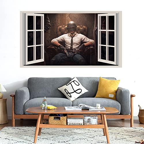 GADGETS WRAP Printed Wall Decal Sticker Fake Window Style Decal (90cm x 50cm) - PUBG King