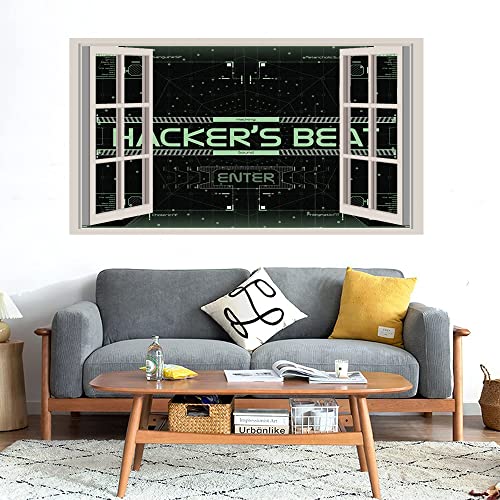 GADGETS WRAP Printed Wall Decal Sticker Fake Window Style Decal (90cm x 50cm) - Hacker Beast