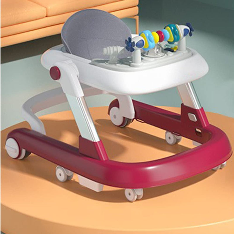 StarAndDaisy Tiny Baby Walker 2-in-1 for 6-18 Months Girsl and Boys, Infant & Baby Activity Walker, Adjustable Height, Musical Tray, Brakes Prevant from Falling, Walk Mood. (Maroon)