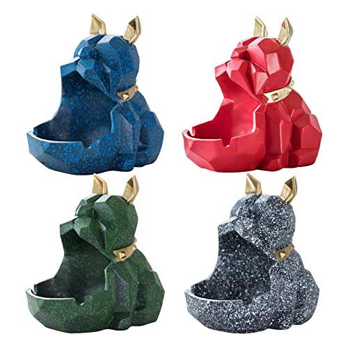 MYADDICTION Geometry Shar Pei Ashtray Centerpiece Statue for Indoor Outdoor Desk Gift Blue