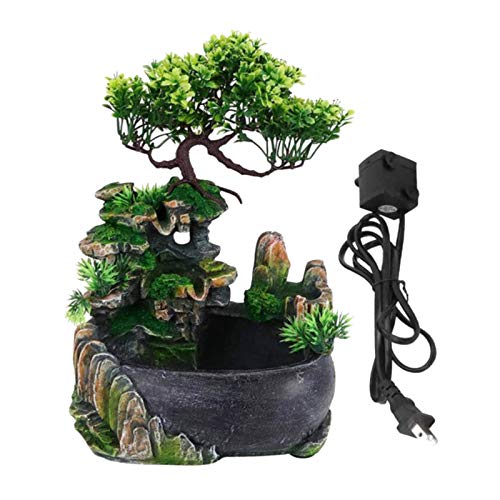 CALANDIS Desk Fountain Rockery Flowing Water Fountains with Light Ornament No Mist