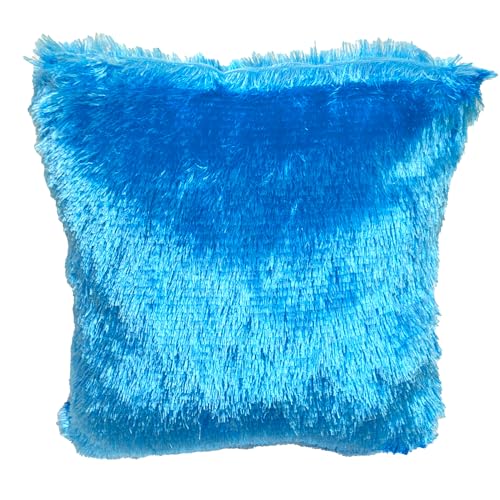 JK Enterprises Bule Fur Cushion Pillow with Filer for Any Occasionaly