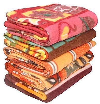 OMAJA HOME Fleece Single Printed Bed Blanket Set of 5-Multicolor