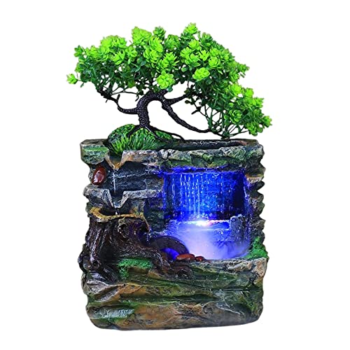 ATORSE® Indoor Water Fountains Rockery Landscape Desk Waterfall Fountain Decor with Fog