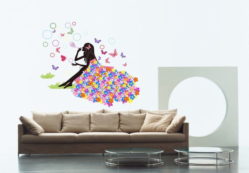 Delight Art Beautiful Fairy with Butterfly Design Wall Sticker Size - ( 68*58 ) cm Model id - ( DAMC00902L )