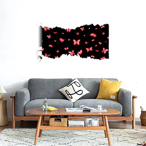 GADGETS WRAP Printed Wall Decal Sticker Scratched Paper Style Wall Decal (90cm x 50cm) - Red Flies