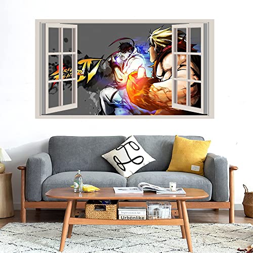 GADGETS WRAP Printed Wall Decal Sticker Fake Window Style Decal (90cm x 50cm) - Street Fighter