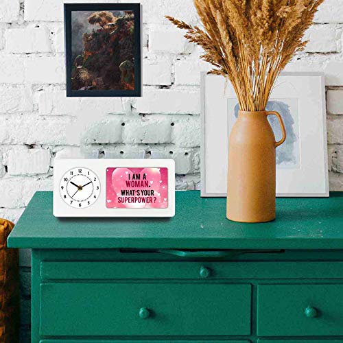 Designer Unicorn Printed Desk/Shelf Clock with Attached Frame I Am a Woman What's Your Superpower 9.5 * 4.5 inches