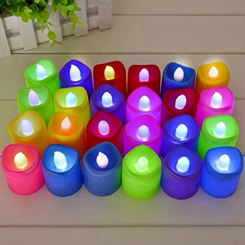 Vankab Plastic LED Flameless and Smokeless Battery Operated Tea Light Candle (Multicoloured) (48)