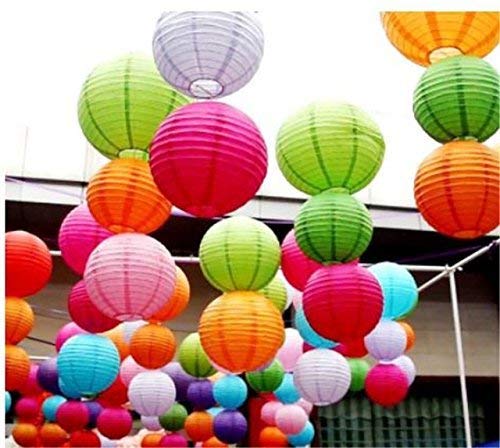 Pop the Party Hanging Lantern Rice Paper Ball Lamp Shade (12 Inch, Mix Colour) - Pack of 5