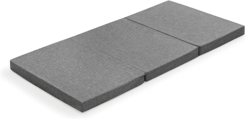 MILLIARD Premium 3-Fold Mattress - Grey Jute Fabric - 72x35x3 Inches - PU Foam - Lightweight & Portable