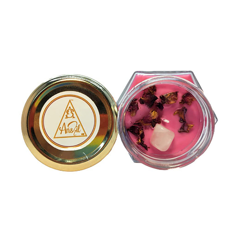 Anshil True Love Candle with Rose Quartz Crystal for Love & Relationship | Spell Candle | Spiritual Candle 50-55 Hours Burning Time (Large) (Hexa)[GET Free Surprise Gift with Every Order]