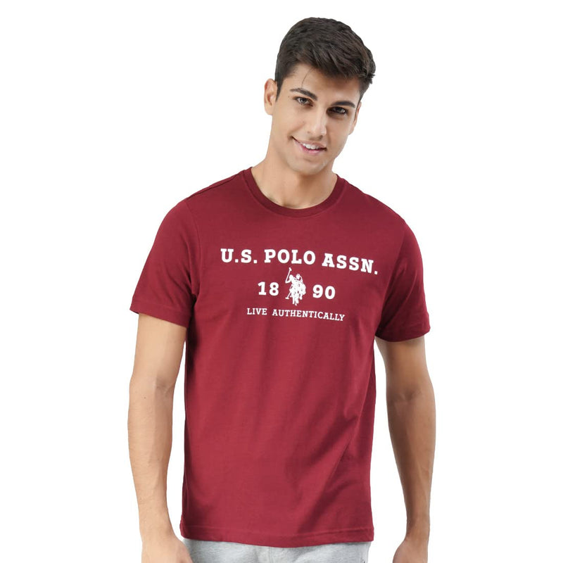 U.S. Polo Assn. Men Comfort Fit Brand Print I683 T-Shirt - Pack Of 1 (RED S)