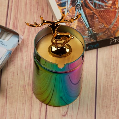 Pakhi Decor Stainless Steel Ash Tray with Lid for Cigarettes, X-Large, Set of 1 (11490)