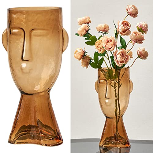 LOOM TREE® Glass Human Head Vase Plant Container Home Decorative Brown 16X13.5X32Cm | Home Decor | Vases