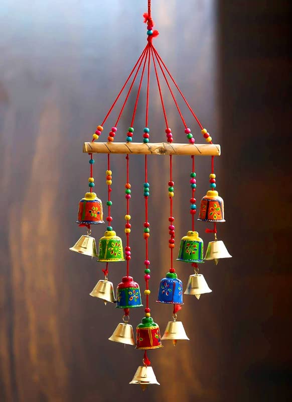 Aarushi� Rajasthani Wood Based Hand Made Wind Chime with Bells for Home/Decoration Door /Office/Wall Hanging/Garden -Set of 2