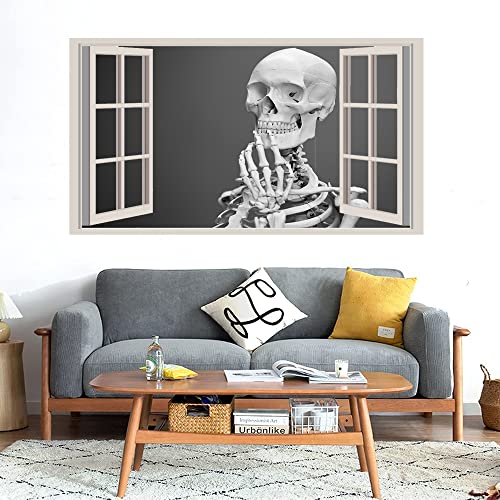 GADGETS WRAP Printed Wall Decal Sticker Fake Window Style Decal (90cm x 50cm) - White Skeleton