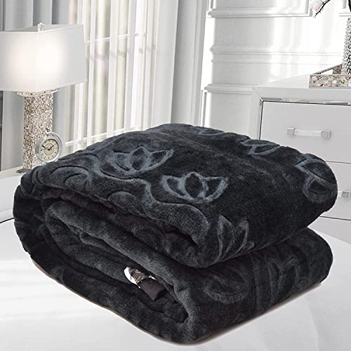 PAAVALI FASHIONS 500 TC Floral Embossed Mink Blanket for Single Bed AC Blanket | Ultrasoft Lightweight Solid Blanket for Winter, Mild Winter Sofa, Couch, Bedroom (Grey, Single Bed - 85x60 Inch)