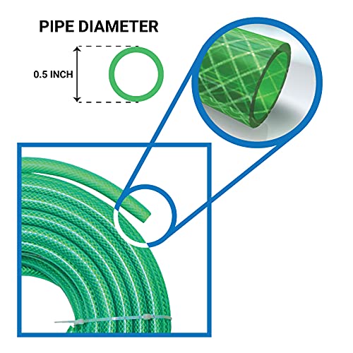 TrustBasket Premium PVC Braided Hose Pipe (10 Meter) | Pipe for garden with 7 Pattern Sprayer Gun & 3 clamps (1/2 inch pipe)- Easy to Connect for Home Gardening, lawn, Car Wash