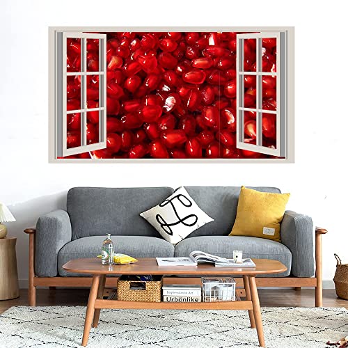 GADGETS WRAP Printed Wall Decal Sticker Fake Window Style Decal (90cm x 50cm) - Seed Pomegranate