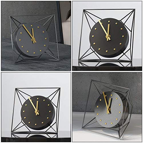 Artibetter 1pc 3D Metal Square Table Clock Desktop Clock Mute Clock Living Room Decoration