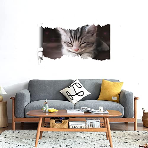 GADGETS WRAP Printed Wall Decal Sticker Scratched Paper Style Wall Decal (90cm x 50cm) - Kitten Painting