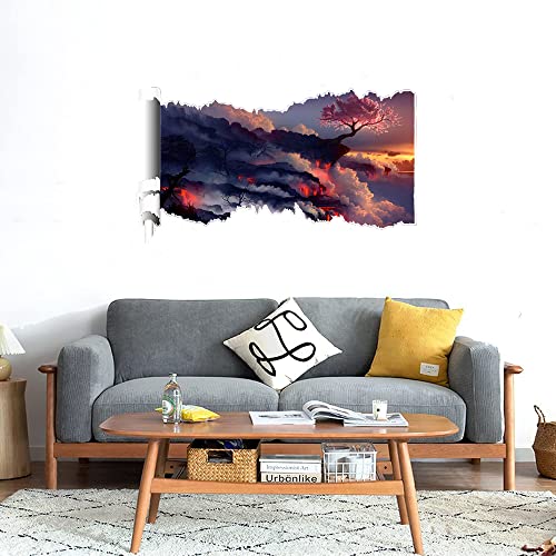 GADGETS WRAP Printed Wall Decal Sticker Scratched Paper Style Wall Decal (90cm x 50cm) - Landscapes Night