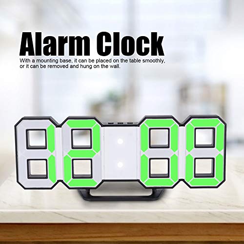 Led Table Clock, 3D Digital Clock USB Power Supply for Indoor Display Wall Decoration for Night Lighting(Green)