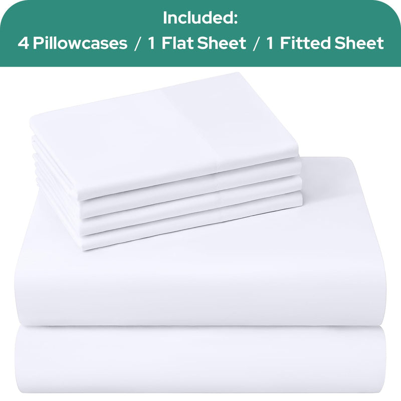 HOMEIDEAS 4 Piece Bed Sheet Set (Full,White) 100% Brushed Microfiber 1800 Bedding Sheets Deep Pockets,Wrinkle & Fade Resistant