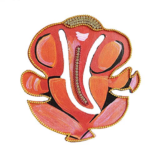 Dhanashree Creation Handmade Ganesha Wooden Magnet (Green,Orange,Red,Black) - Pack of 4