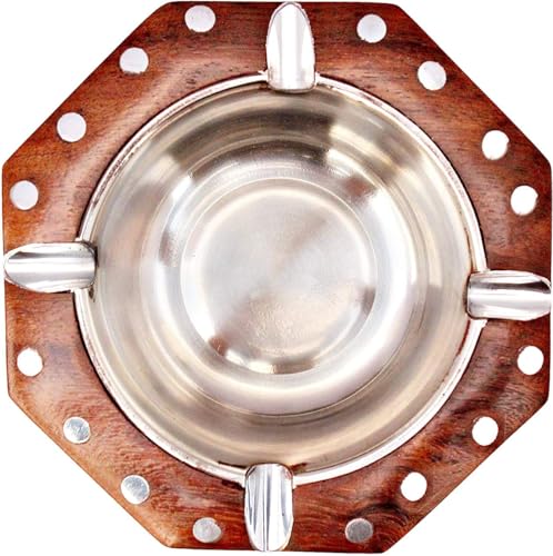 MM Crafts Colletion Hexagon shape Elegant Wooden Ashtray Enhancing Your Smoking Experience in Style Brown Hight quality Wooden Ashtray.