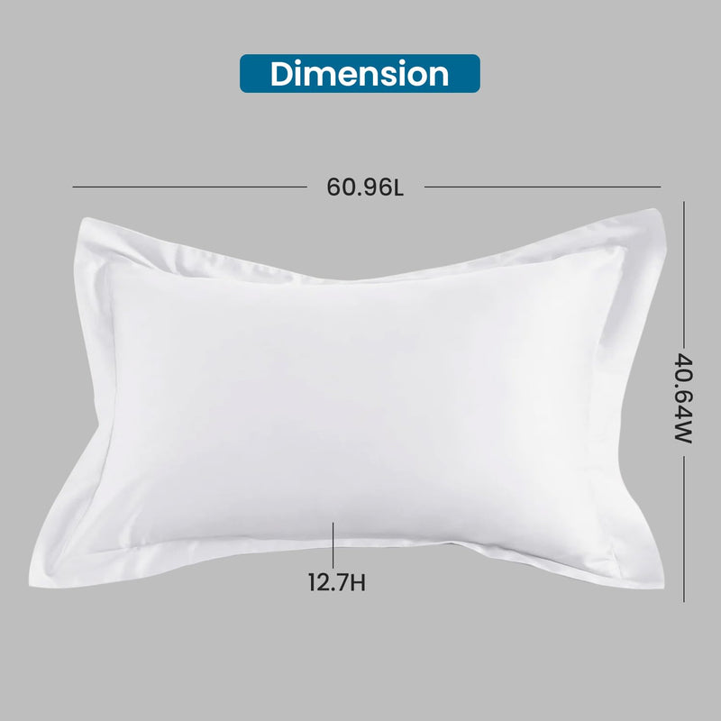 Sleepsia Hotel Flenge Pillows for Sleeping - Ultra Soft Two Bed Pillows for Side, Front and Back Sleepers (White, 2 Piece) 60.96LX40.64WX12.7H (Set of 2) - Microfiber Bed Pillow