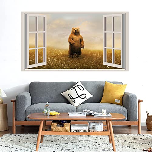 GADGETS WRAP Printed Wall Decal Sticker Fake Window Style Decal (90cm x 50cm) - Standing Bear