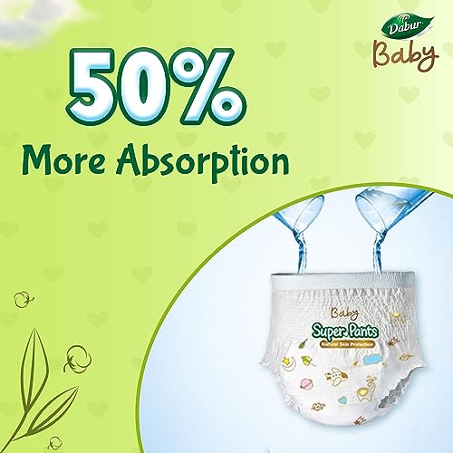 Dabur Baby Super Pants - XXL (22 pieces) | 15-25 kg | Baby Wipes Infused with Shea Butter & Vitamin E | Insta-Absorb Technology | Natural Skin Protection | NO Added Parabens & Fragrances