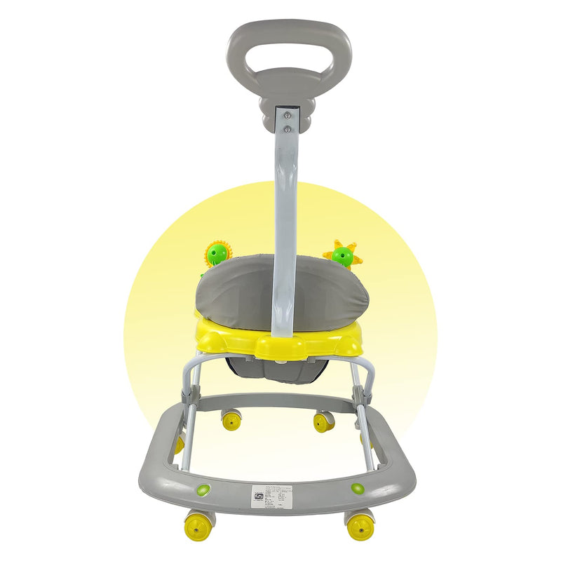 Dash Butterfly Deluxe Baby Walker with 3 Position Adjustable Height Music & Light & Parental Handle, Foldable Activity Walker, Baby 6-18 Months boy, Walker for Kids (Capacity 20kg | Yellow)