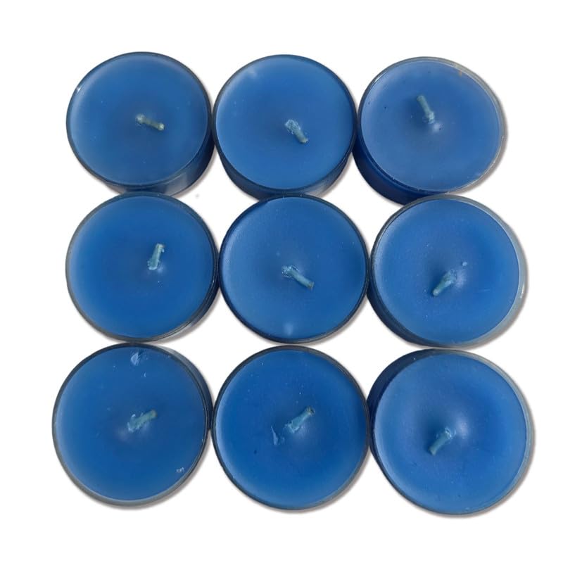 Scented Acrylic Tealight Candles - Set of 9 for Home Decoration and Celebrations | Burning Time 3-4 Hours | Handmade Candles from India(Blue)